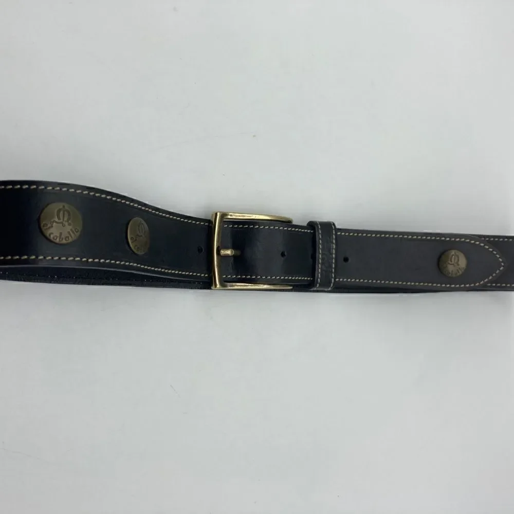 El Caballo Black Leather Men’s Belt Size 85-40,5”/39” Made in Italy